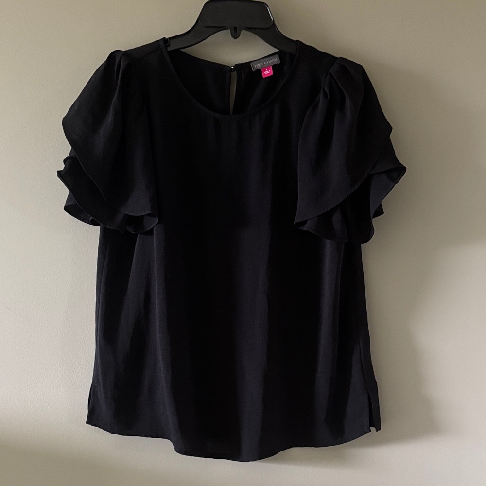 Vince Camuto Black Ruffle Sleeve Blouse